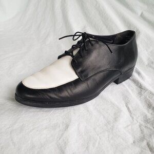 Munro Black & White Two-Tone Veranda Oxford 9.5 Wide, Leather, USA Made E…